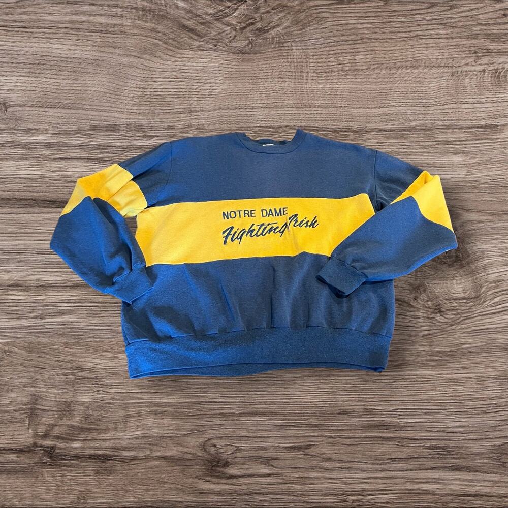 Vintage Nutmeg Sweatshirt Blue Gold Stitched Notre Dame Fighting Irish Large